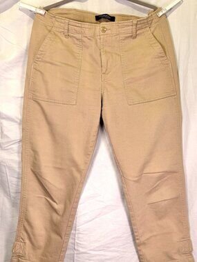 Liverpool Los Angeles Khaki Crop Pants Size 12 Stretch Mid Rise Utility